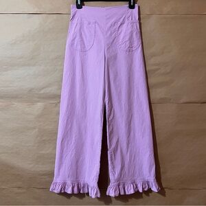 Anthropologie | Maeve The Colette Wide Leg Pants Ruffled Edition Linen Size 26